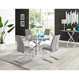 Novara Grey Concrete Effect 120cm Round Dining Table & 4 Lorenzo Chairs