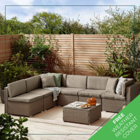 Orlando Brown Rattan 6 Seat Modular Outdoor Sofa