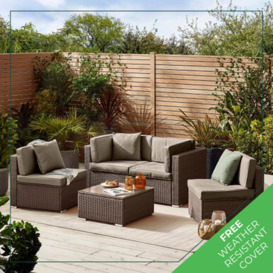 Orlando Brown Rattan 4 Seat Outdoor Sofa