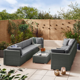 Orlando Grey Rattan 10 Seat Outdoor Sofa - Garden