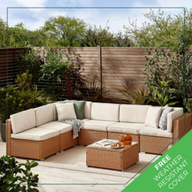 Orlando Warm Natural PE Rattan 6 Seat Outdoor Sofa - Garden