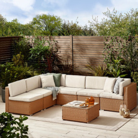 Orlando Warm Natural PE Rattan 6 Seat Outdoor Sofa - Garden
