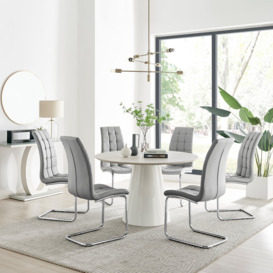 Palma Beige Stone Effect Round Dining Table & 6 Murano Chairs