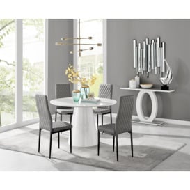 Palma White High Gloss Round Dining Table & 4 Milan Black Leg Chairs