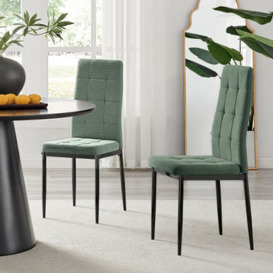 Paloma Dining Chair Teal Fabric Black Legs x 2