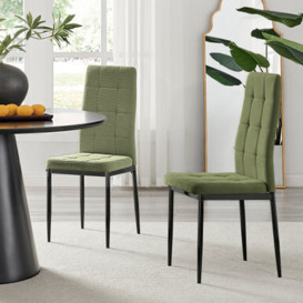 Paloma 2x Green Fabric Black Legs Dining Chair