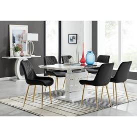 Renato 120cm High Gloss Extending Dining Table and 6 Pesaro Gold Leg Chairs