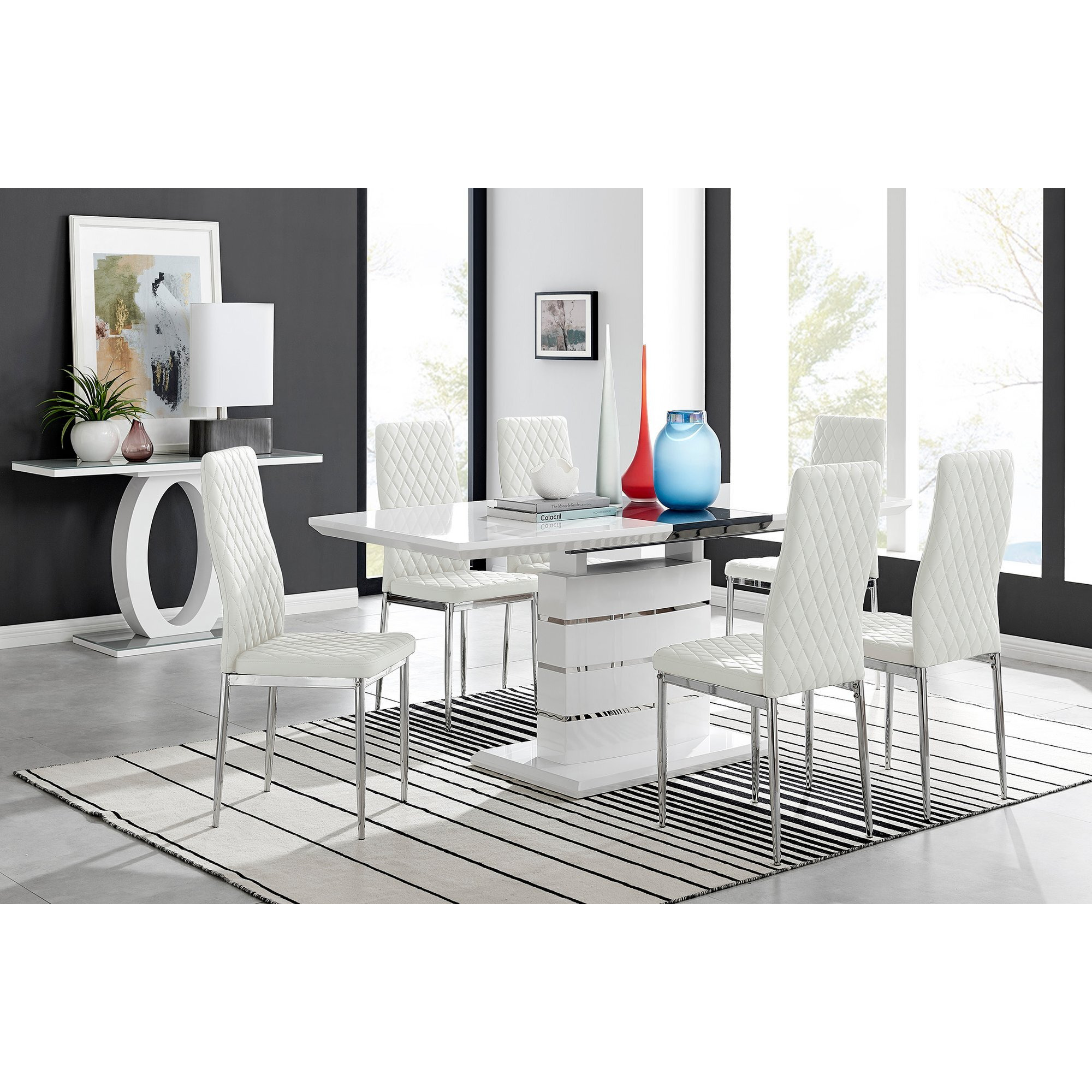 Renato 6 Extending Table And 6 Milan Chairs