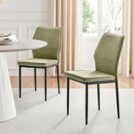 Riya 2x Green Fabric Black Legs Dining Chair