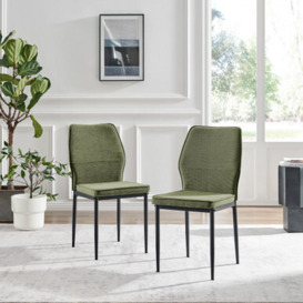 Riya 2x Green Fabric Black Legs Dining Chair
