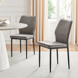Riya 2x Taupe Fabric Black Legs Dining Chair