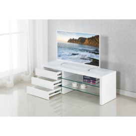 Samba White High Gloss Modern Glass Shelves TV Stand