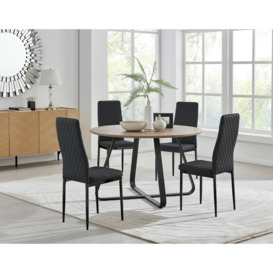 Santorini Brown Round Dining Table And 4 Milan Black Leg Chairs