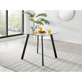 Seattle 4 Seat Square Glass Dining Table and Black Legs