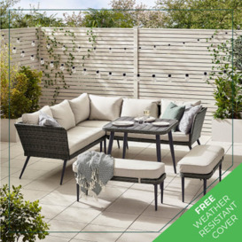 Seychelles Outdoor Dining Table and Corner Sofa Set 9 Seat Grey