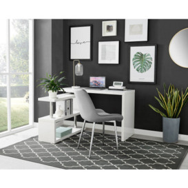 Siena White High Gloss Rotating Computer Desk