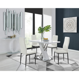 Sorrento 4 White Dining Table and 4 Milan Black Leg Chairs
