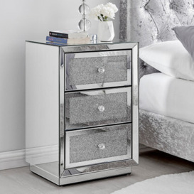 Stella Crushed Diamond Mirrored Bedside Table