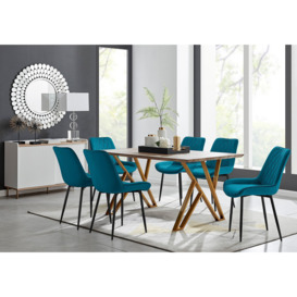 Taranto Oak Effect Dining Table and 6 Pesaro Black Leg Chairs