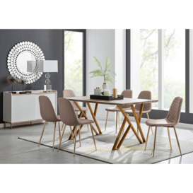 Taranto Oak Effect Dining Table and 6 Corona Gold Leg Chairs