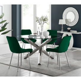 Vogue Round Dining Table and 4 Pesaro Silver Leg Chairs