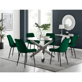 Vogue Round Dining Table and 6 Pesaro Black Leg Chairs