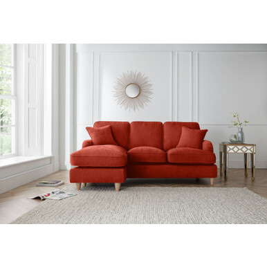 Piper Apricot Orange Velvet Left Hand Chaise Longue Sofa