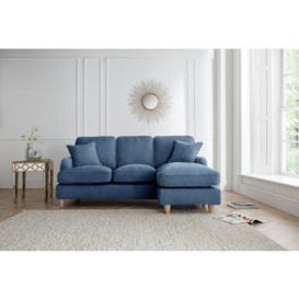 Piper Luxury Navy Blue Velvet Right Hand Chaise Longue Sofa