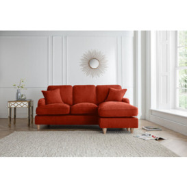 Piper Apricot Orange Velvet Right Hand Chaise Longue Sofa