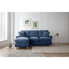 Elsie Luxury Navy Blue Velvet Left Hand Chaise Longue Sofa
