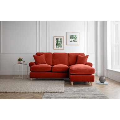 Elsie Apricot Orange Velvet Right Hand Chaise Longue Sofa