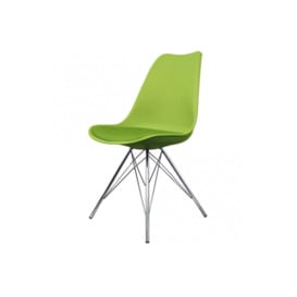 "Fusion Living Soho Green Plastic Dining Chair with Chrome Metal Legs "