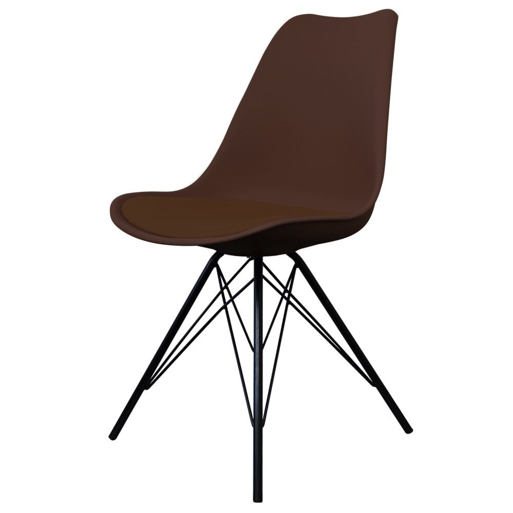 Fusion Living Soho Chocolate Brown Plastic Dining Chair with Black Metal Legs