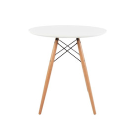 Fusion Living Soho Small White Circular Dining Table with Beech Wood Legs