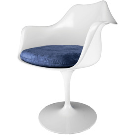 Fusion Living White and Luxurious Blue Chelsea Armchair