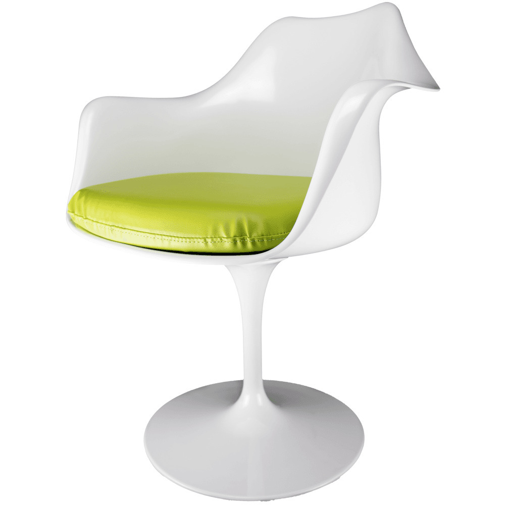 Fusion Living White and Green PU Chelsea Armchair
