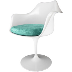 Fusion Living White and Luxurious Turquoise Chelsea Armchair