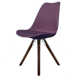 Fusion Living Soho Aubergine Purple Plastic Dining Chair with Pyramid Dark Wood Legs