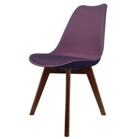 Fusion Living Soho Aubergine Purple Plastic Dining Chair with Squared Dark Wood Legs - interlock