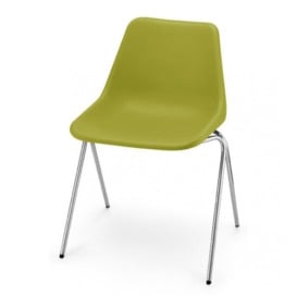 Hille Olive Green Robin Day Poly Side Plastic Chair leg colour: Dark Grey Powder Coated