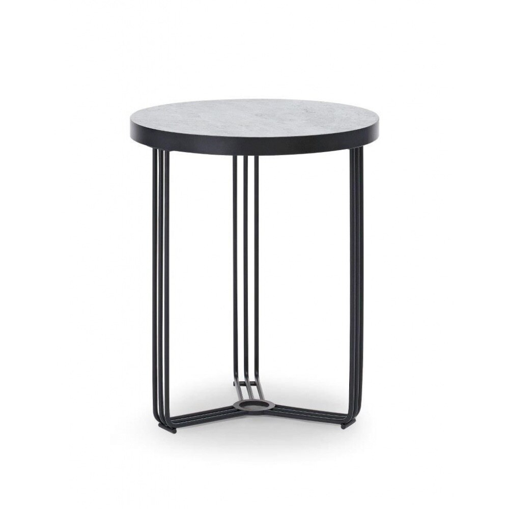 Gillmore Deco - Small Circular Side Table With Pale Stone Top And Black Powder Frame Table Top Finish: Pale Stone, Frame Colour: Black Powder