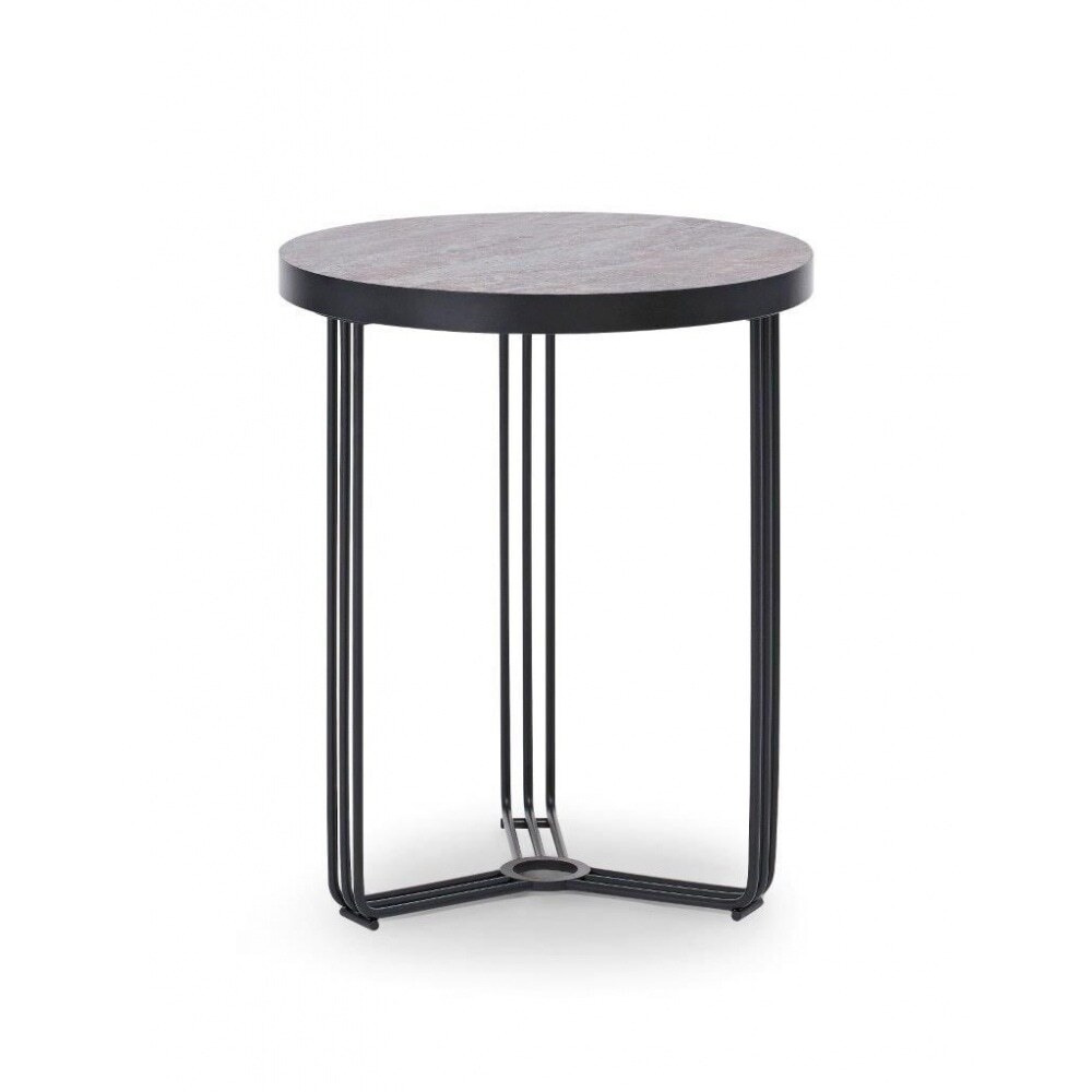 Gillmore Deco - Small Circular Side Table With Dark Stone Top And Black Powder Table Top Finish: Dark Stone, Frame Colour: Black Powder