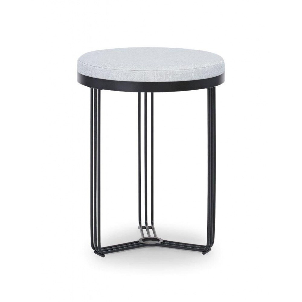 Gillmore Deco - Small Circular Side Table With Silver Upholstered Top and Black Powder Frame Table Top Finish: Silver, Frame Colour: Black Powder