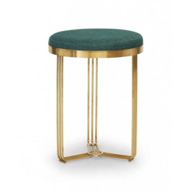 Gillmore Deco - Small Circular Side Table With Green Upholstered Top and Brass Frame Table Top Finish: Green, Frame Colour: Brass