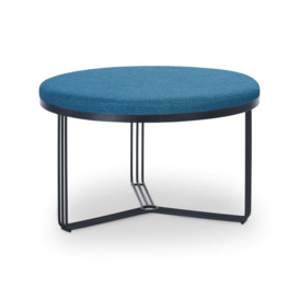 Gillmore Deco - Medium Circular Coffee Table With Blue Fabric and Black Powder Frame Table Top Finish: Blue, Frame Colour: Black Powder