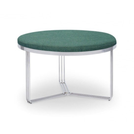 Gillmore Deco - Medium Circular Coffee Table With Green Fabric and Chrome Frame Table Top Finish: Green, Frame Colour: Polished Chrome