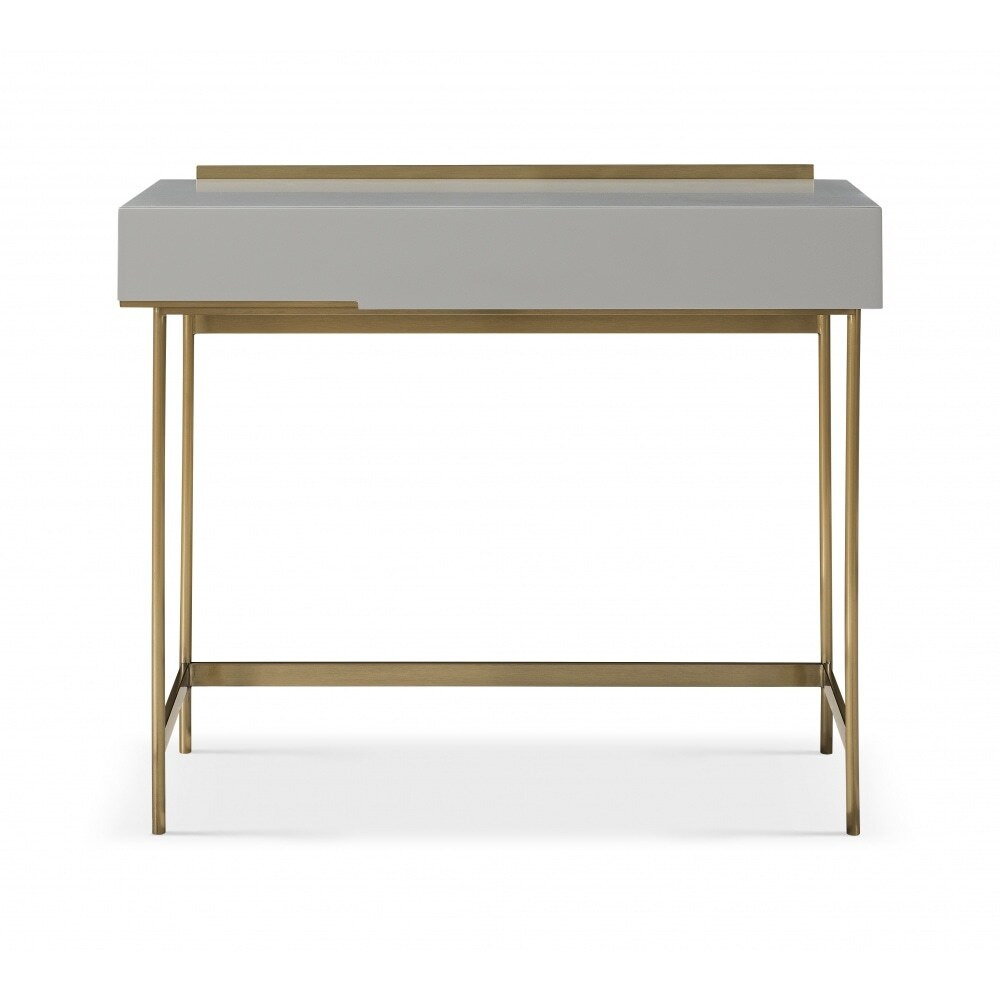Gillmore Sleek - Contemporary Dressing Table In Grey With Brass Frame And Accents Frame/Handle Colour: Brass, Unit Colour: Grey