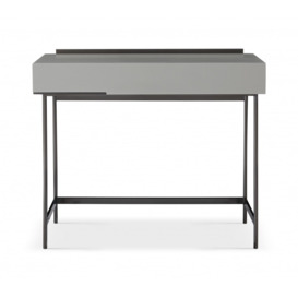 Gillmore Sleek - Contemporary Dressing Table In Grey With Black Chrome Frame And Accents Frame/Handle Colour: Black Chrome, Unit Colour: Grey