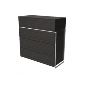Gillmore Luxe - Four Drawer Chest In Black Stained Oak With Polished Chrome Frame Frame Colour: Polished Chrome, Unit Colour: Black Stained Oak