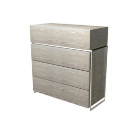 Gillmore Luxe - Four Drawer Chest In Weathered Oak With Polished Chrome Frame Frame Colour: Polished Chrome, Unit Colour: Weathered Oak